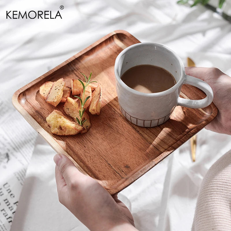 Acacia Wood Coffee & Tea Serving Tray | Gongfu Kitchen Tray Wood Serving Tray Axl