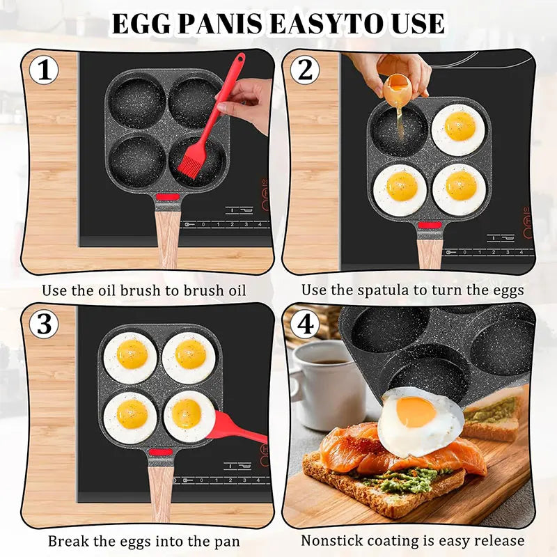 4-Cup Nonstick Granite Egg Pan with Lid & Removable Handle Nonstick Egg Pan Axl