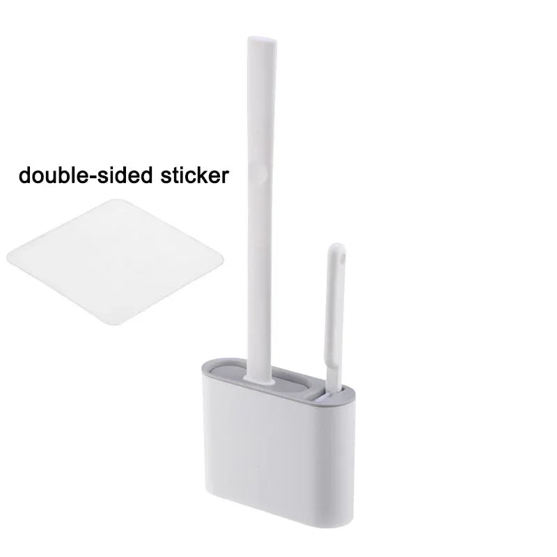 Wall Mount Silicone Toilet Brush & Holder – Long Handle Toilet Brush Set Axl style1 grey