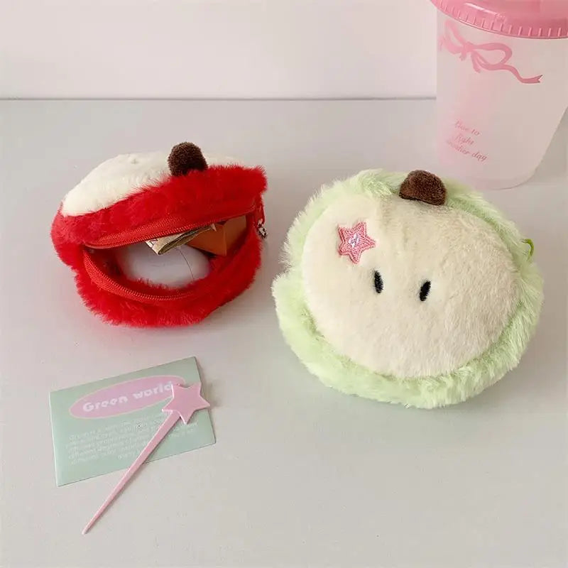 Cartoon Apple Plush Coin Purse – Cute Keychain Bag Charm Plush Coin Purse Axl