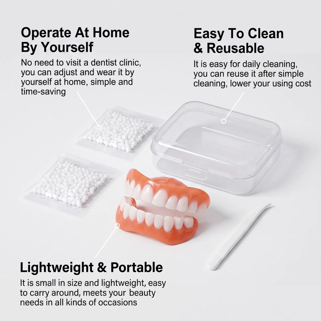 Snap-On Veneer Denture Set – Covers Tooth Gaps, Natural Look Snap-On Dental Veneers Axl