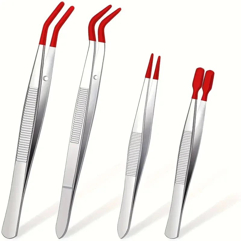 Precision Silicone Coated Tweezers – Flat & Bent Tip, Non-Marring Precision Tweezers Axl