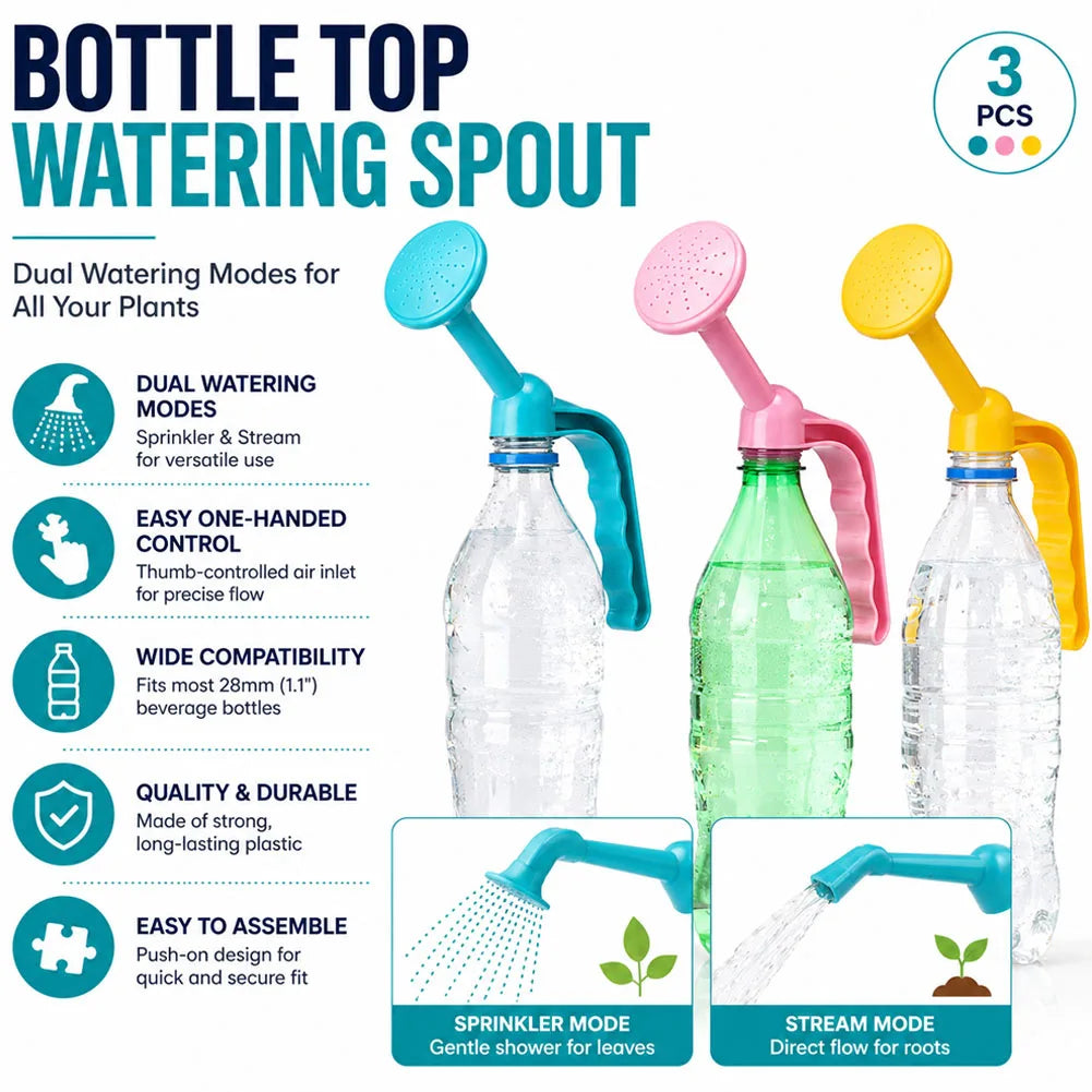 Bottle Top Plant Waterer – Dual Sprinkler & Stream Nozzle Set Garden Watering Nozzle Axl