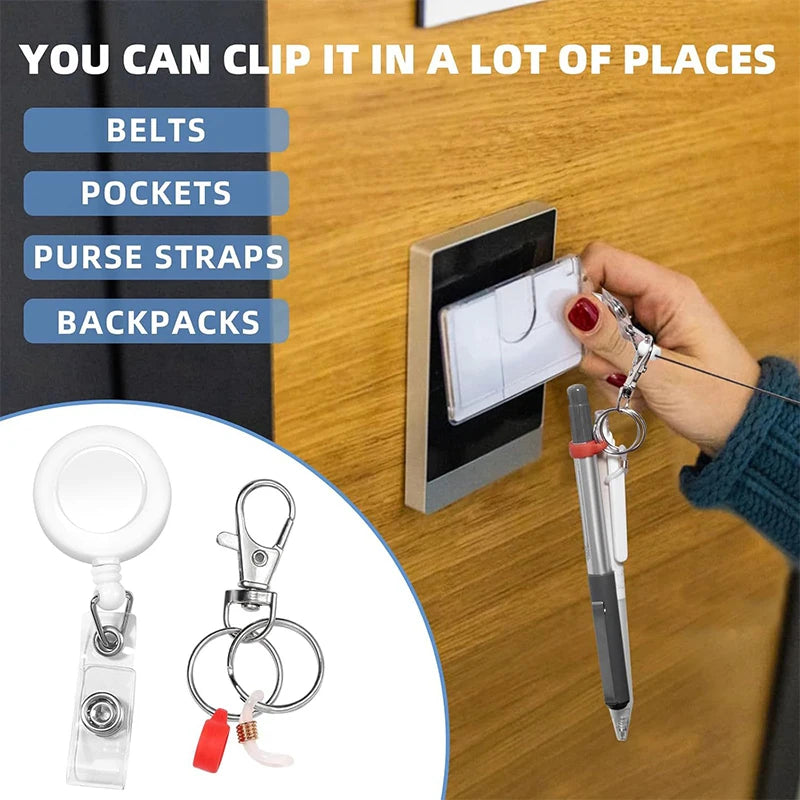 Retractable Badge Reel Keychain with Pen Holder & ID Clip Badge Reel Keychain Axl