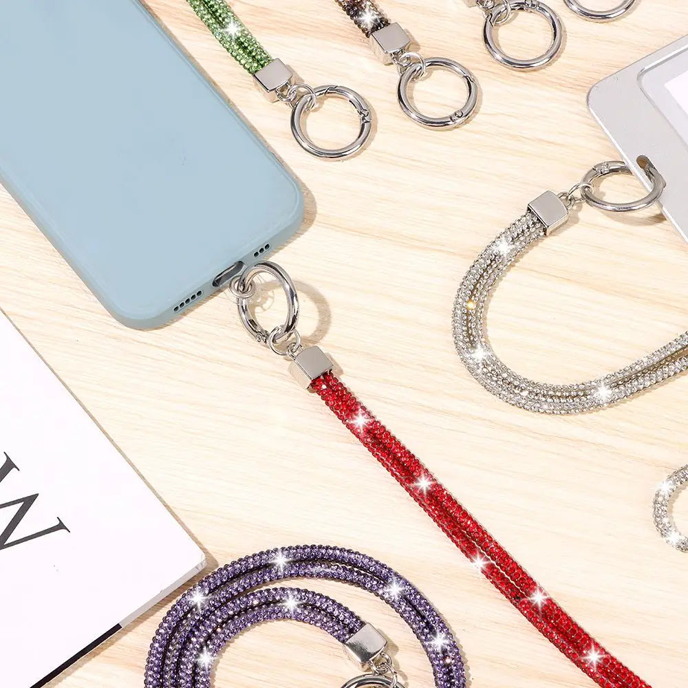 Glitter Rhinestone Phone Lanyard – Crystal Diamond Chain Strap Phone Lanyard Strap Axl