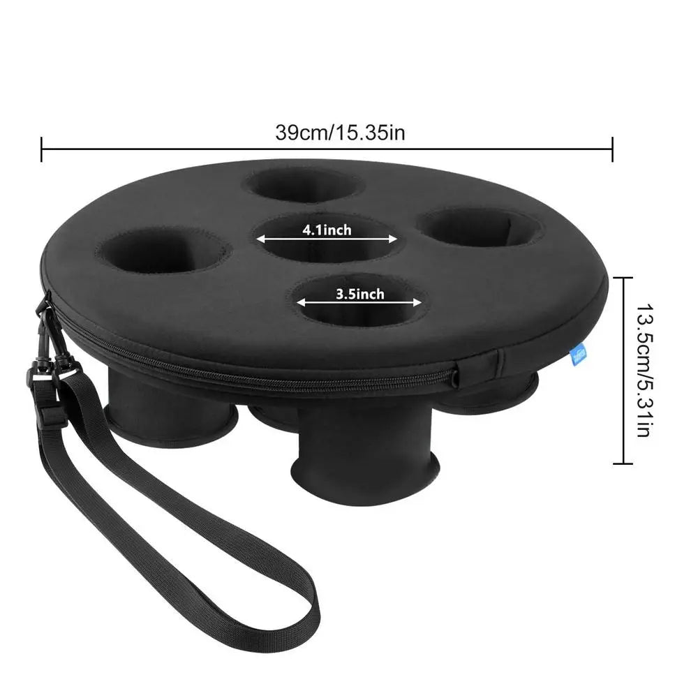 Floating Pool Cup Holder – 5-Hole Drink Float Tray Pool Drink Float Axl Black