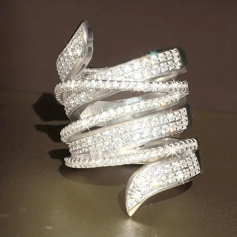 Huitan Wide CZ Pave Women's Statement Ring | Party Jewelry Statement Ring Axl