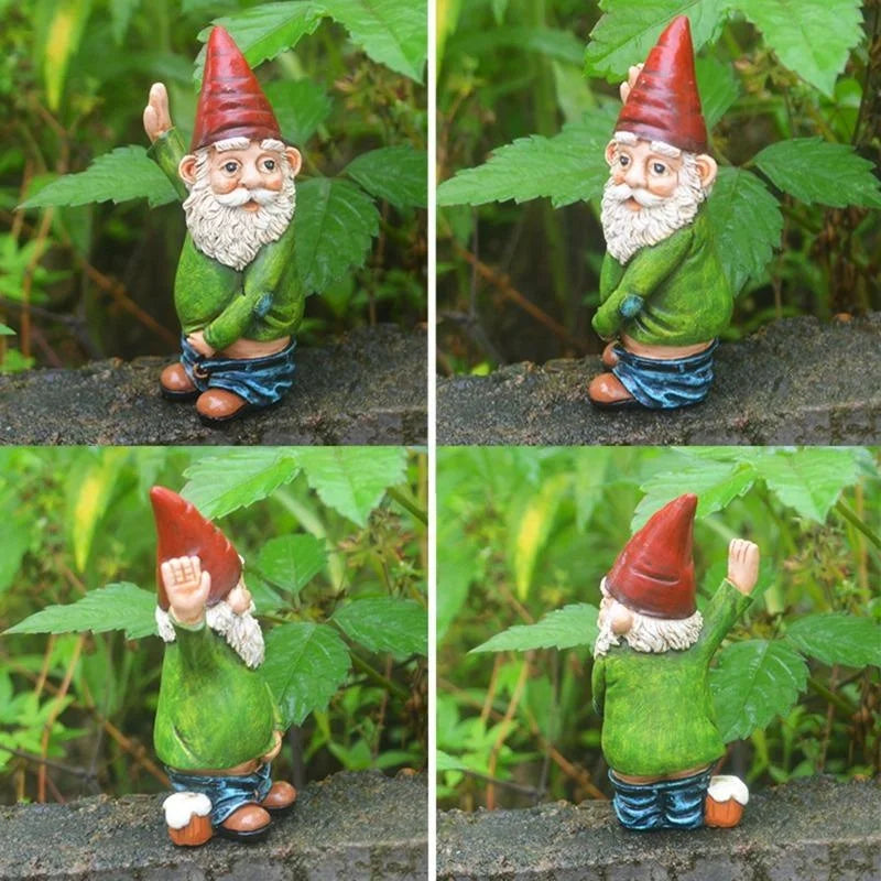 Urinating Gnome Statue – Resin Dwarf Garden Sculpture Garden Gnome Statue Axl