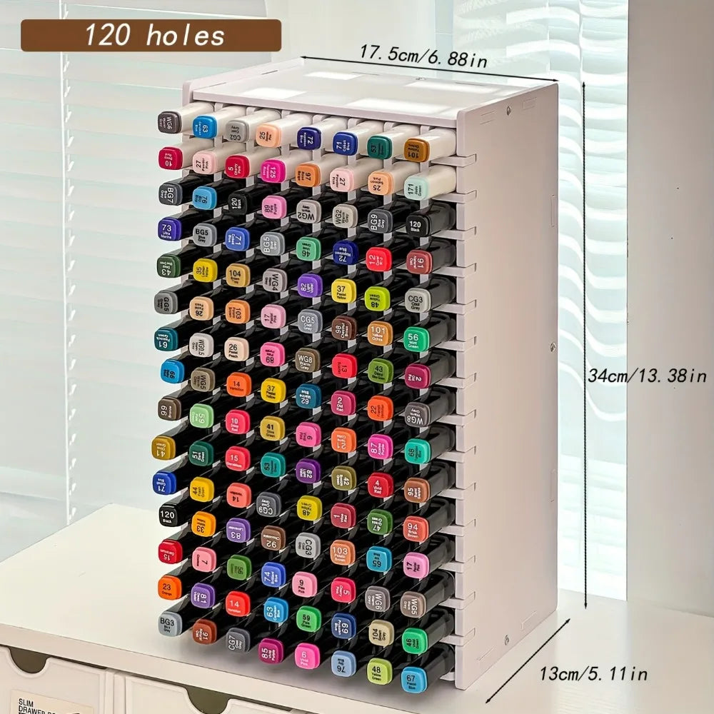 Large Capacity Marker Pen Storage Rack – Multi-Tier Organizer Pen Storage Rack Axl 120 holes