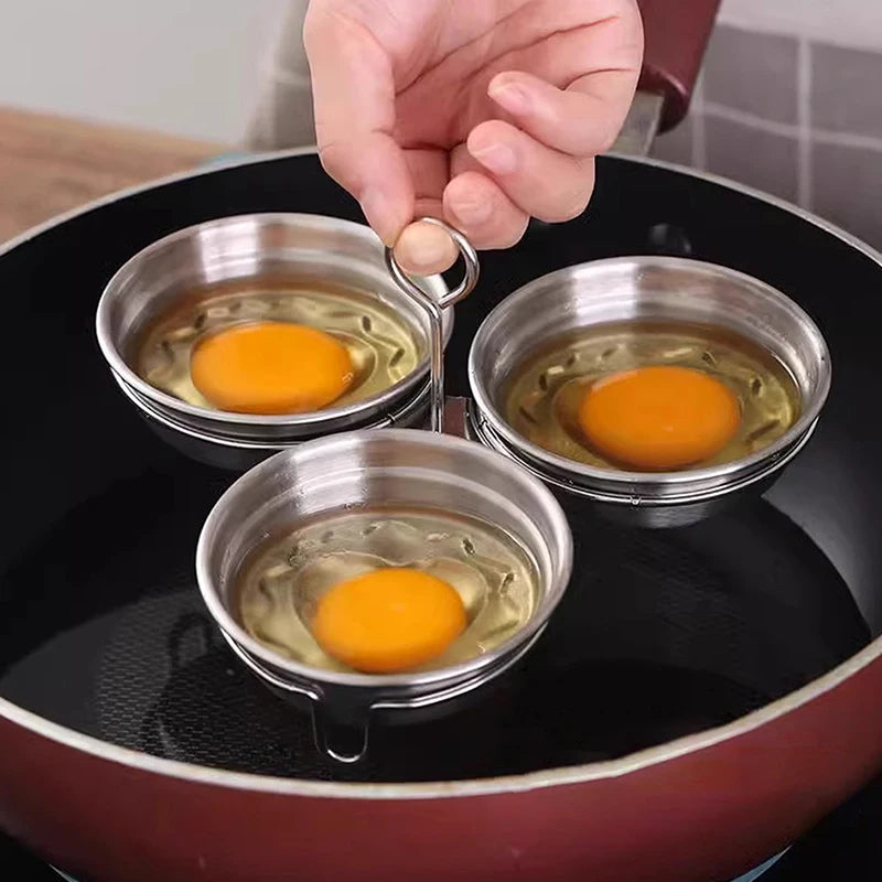 3-in-1 Stainless Steel Egg Steamer Mold – Round & Heart Egg Steamer Mold Axl