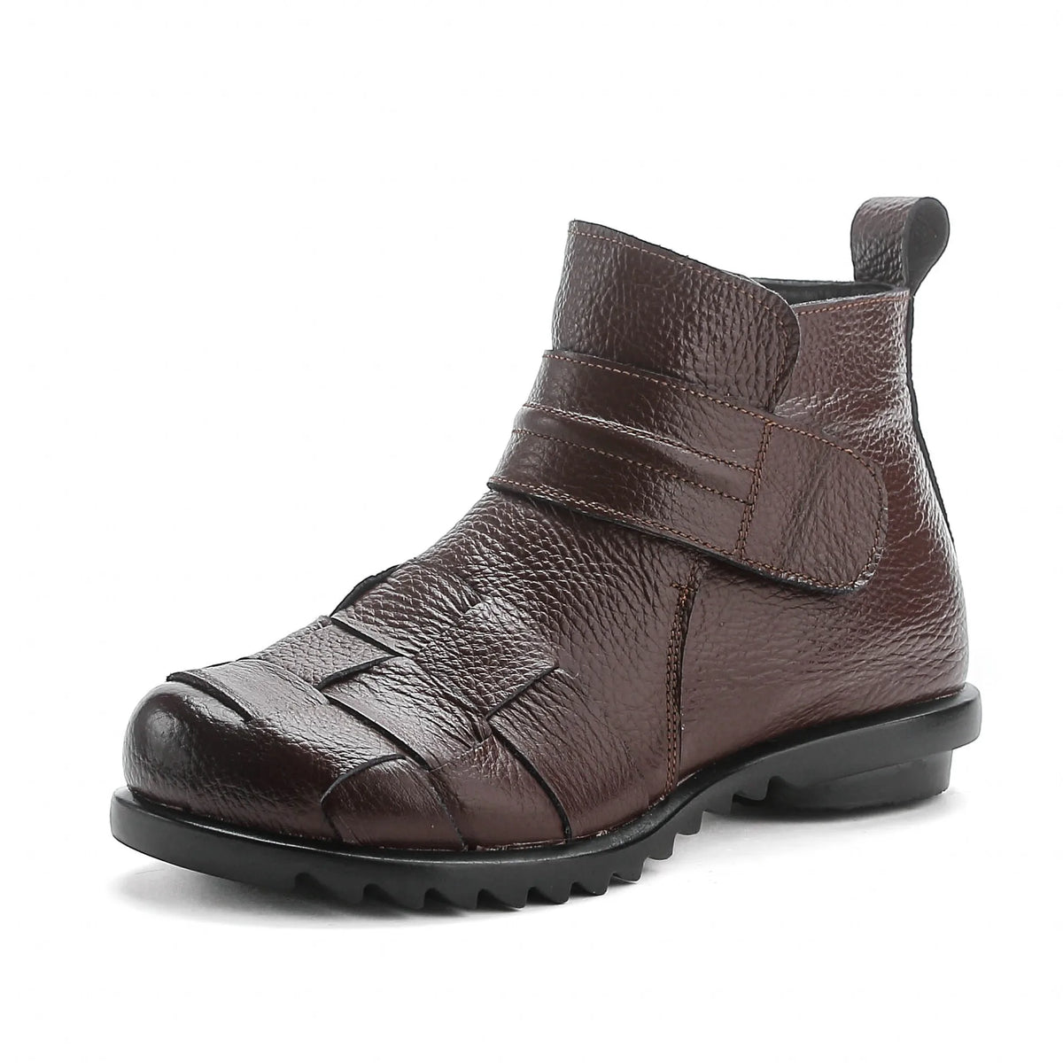 Women's Genuine Leather Ankle Boots – Retro Braid Winter Snow Women's Ankle Boots Axl