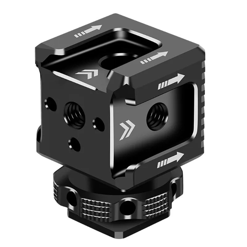 Triple Cold Shoe Mount Adapter for DSLR Camera Cage Rig Camera Cage Accessory Axl black-1pcs