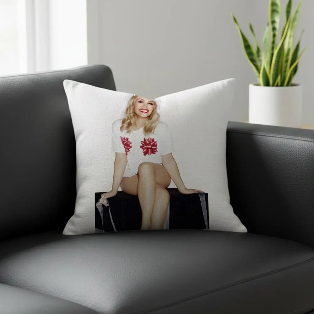 Kylie Minogue Christmas Linen Cushion Cover | Sofa Pillowcase Decorative Cushion Cover Axl White7 60X60cm