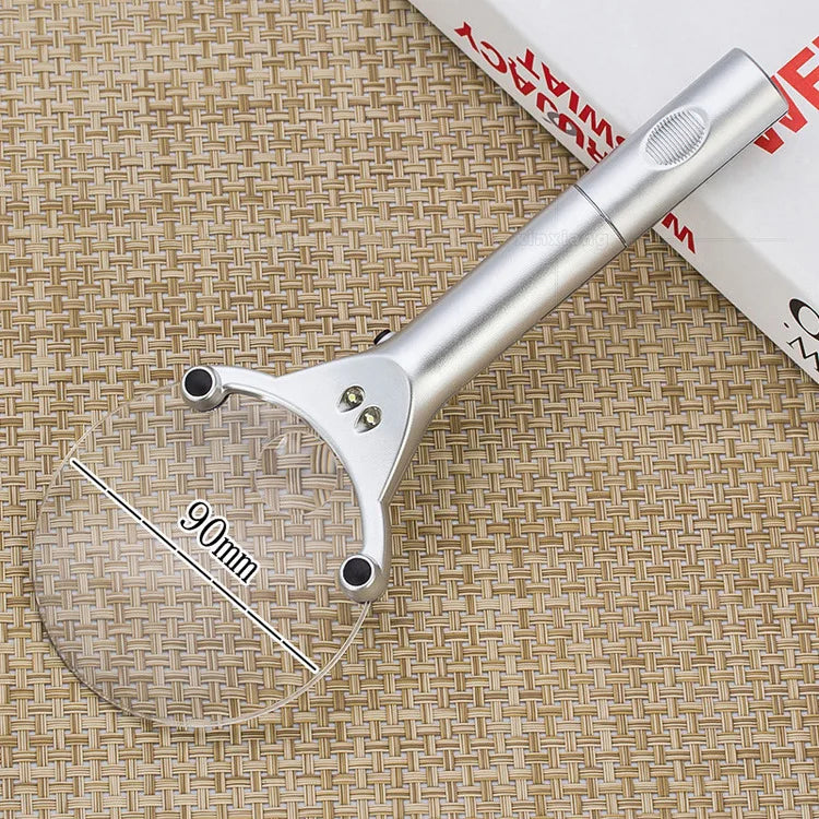 90mm LED Magnifying Glass 2.5X & 6X Handheld Lighted Loupe Illuminated Magnifying Glass Axl 90mm