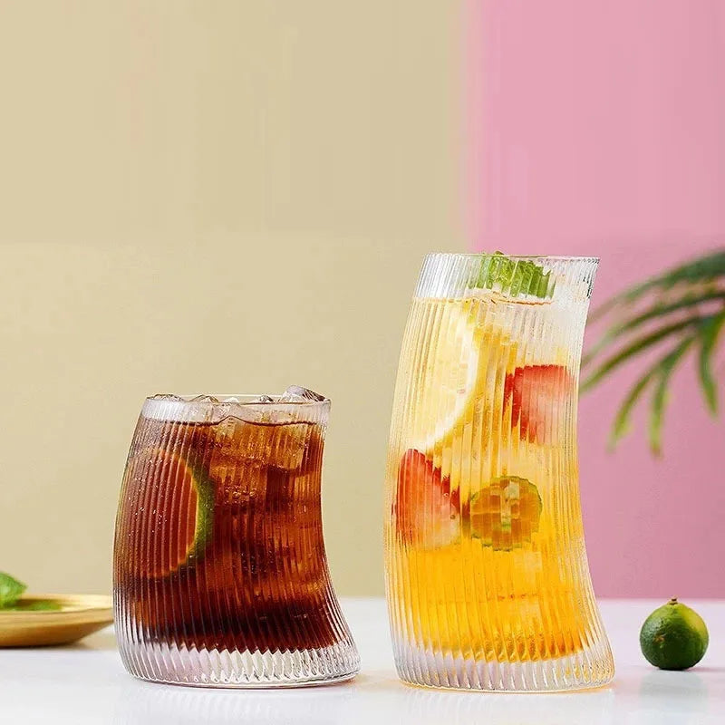 KEMORELA Sail-Shaped Glass Cup 300ml/450ml – Transparent Mug Glass Drinkware Axl