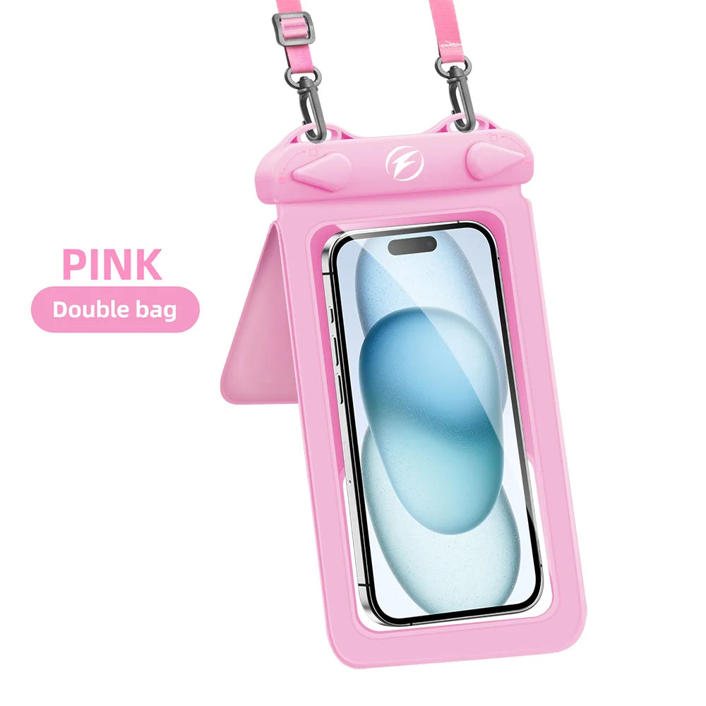Waterproof Phone Pouch Double Seal Underwater Case – 7.7in Waterproof Phone Pouch Axl Brown