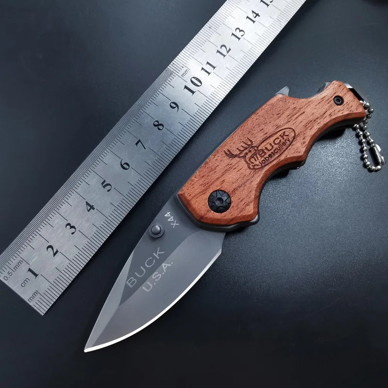 Stainless Steel Folding Pocket Knife – Wood Handle Mini EDC Folding Pocket Knife Axl
