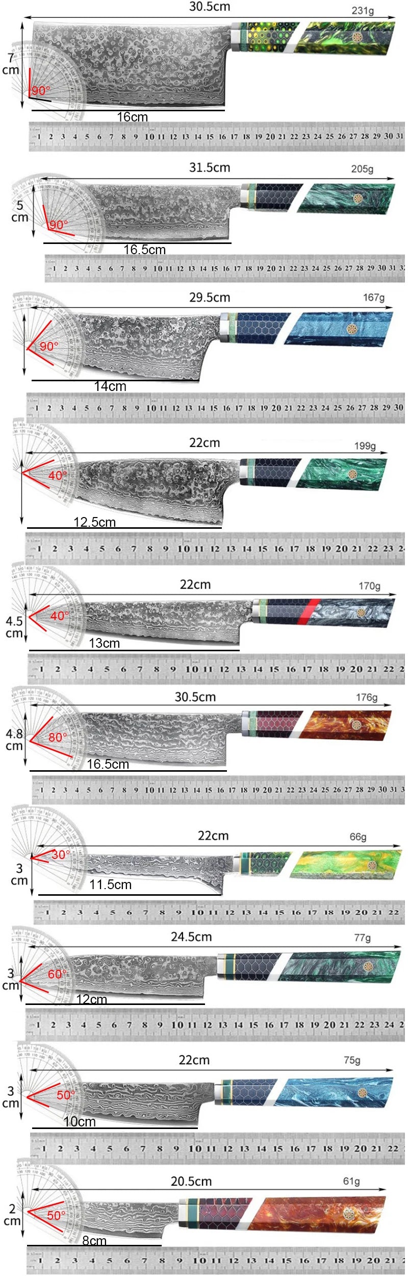 67-Layer Damascus Steel Chef Knife with Solid Wood Handle Damascus Chef Knife Axl