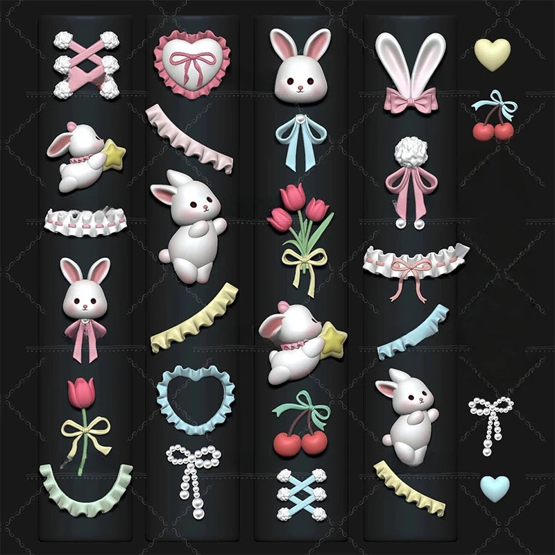 3D Silicone Nail Mold – Lace Bowknot Bunny DIY Nail Art Nail Art Mold Axl