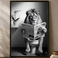 Funny Animal on Toilet Poster – Self-Stick Waterproof Wall Art Wall Art Poster Axl White09 40X50cmNoframe