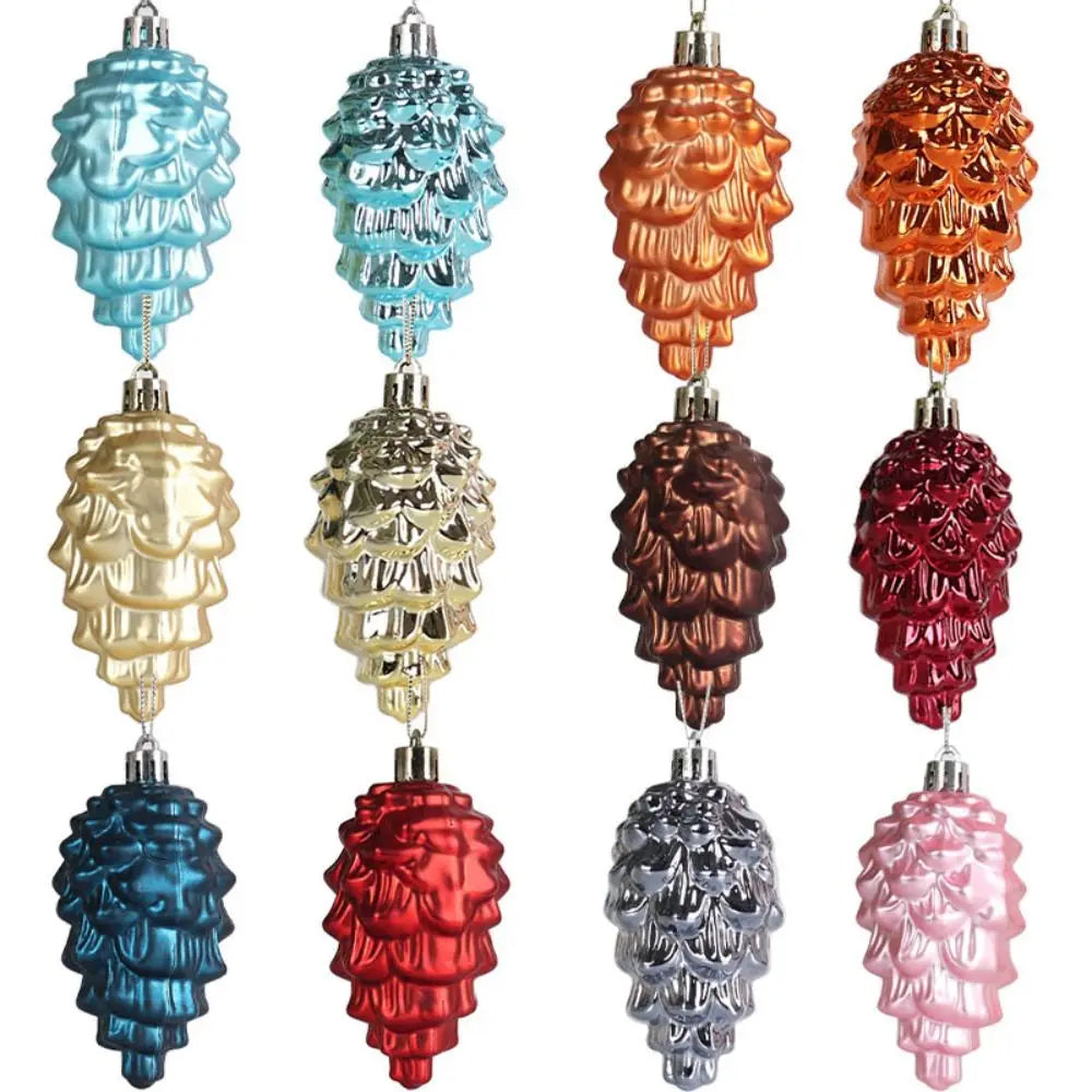 8-Pack Christmas Pine Cone Ornaments – Plastic Hanging Pendants Christmas Ornaments Axl
