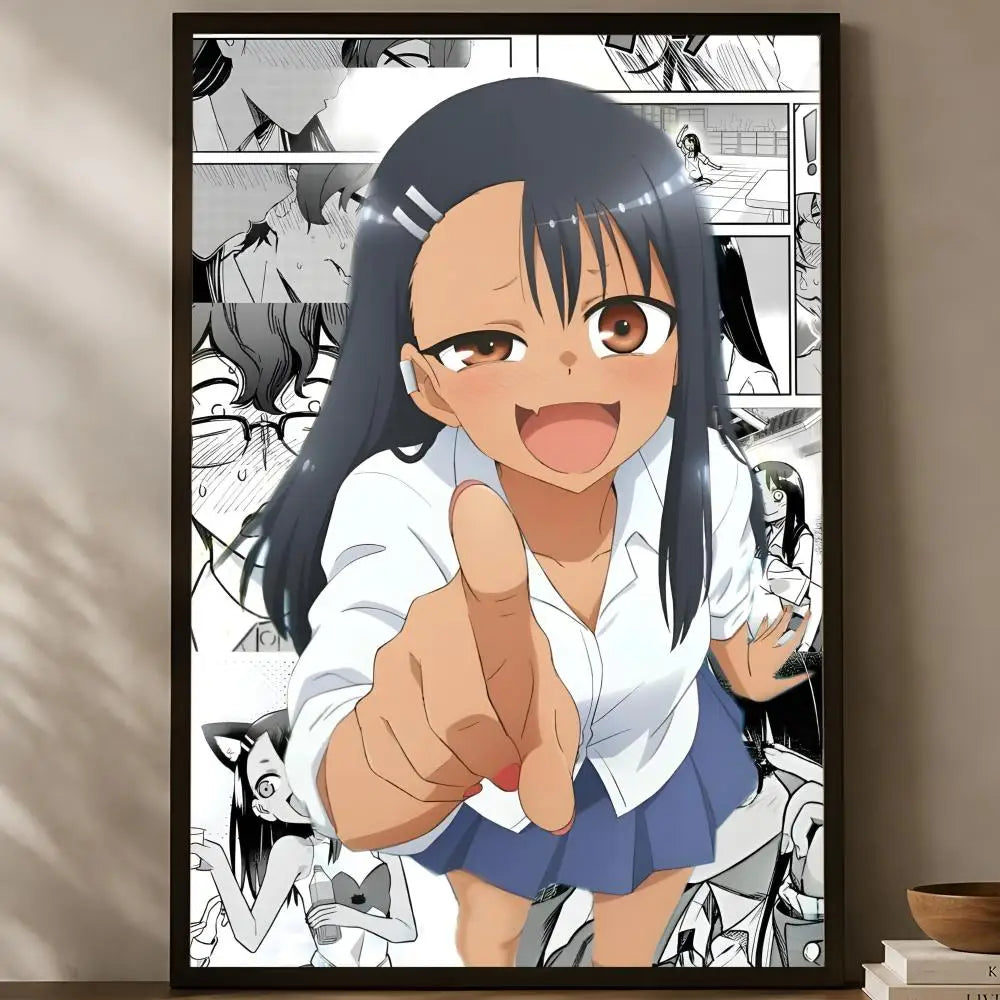 Miss Nagatoro Anime Poster Self-Stick HD PVC Waterproof Wall Art Anime Wall Poster Axl White01 15X20cmNoframe