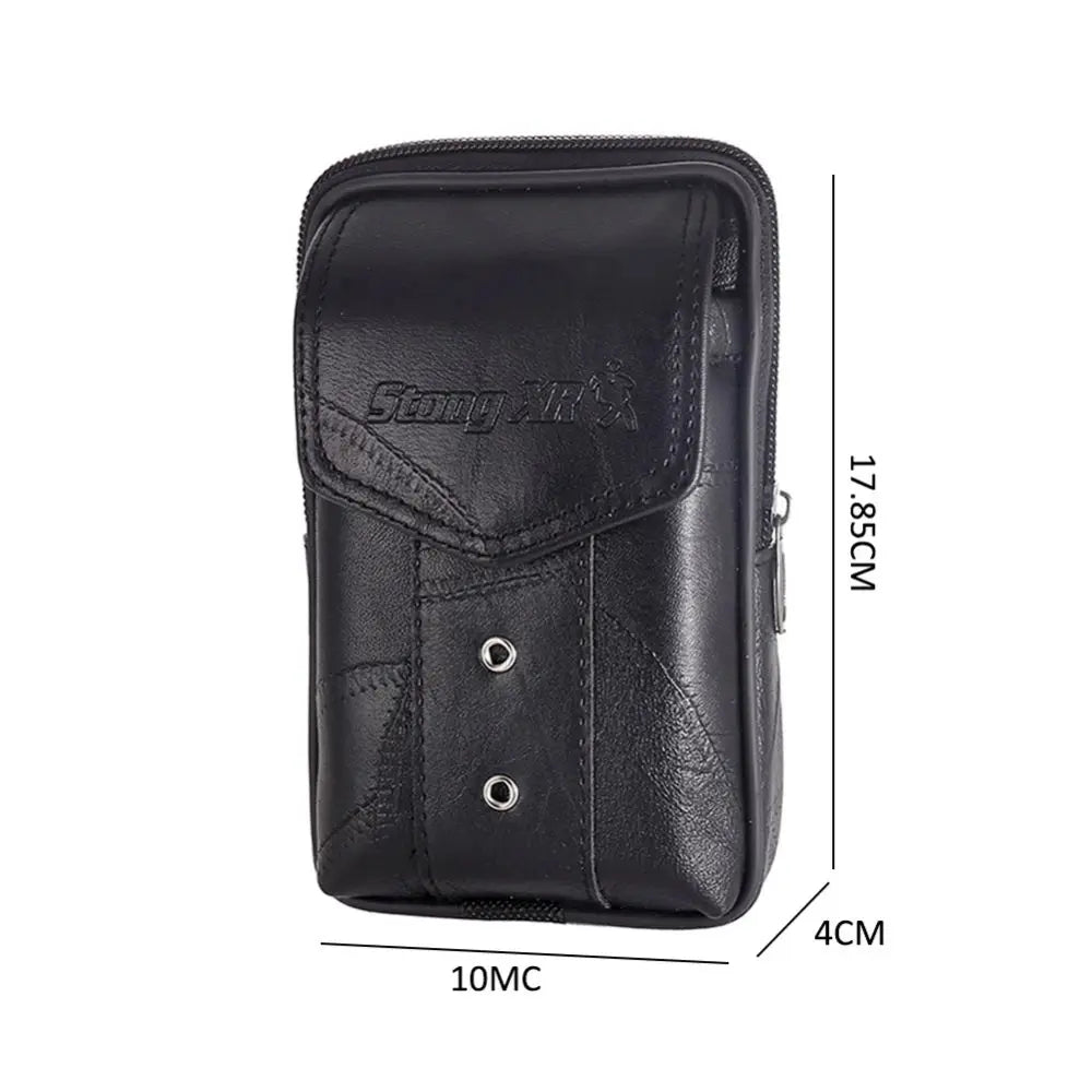 Men's Cowhide Leather Phone Pouch – Belt Waist Bag Leather Phone Pouch Axl