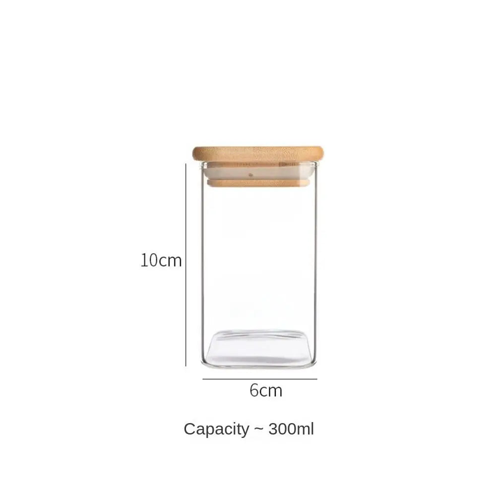 Glass Storage Jars with Bamboo Lid – Airtight Spice & Snack Jars Glass Storage Jar Axl 300ml