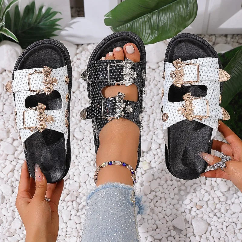 Women's Open Toe Buckle Strap Hollow Out Summer Sandals Women's Sandals Axl