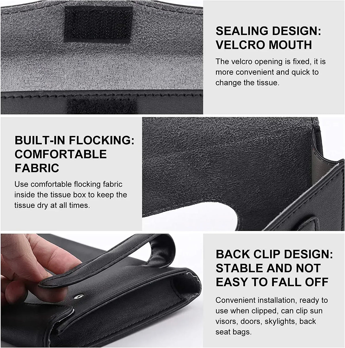 Car Sun Visor Tissue Holder – PU Leather Auto Organizer Car Interior Organizer Axl