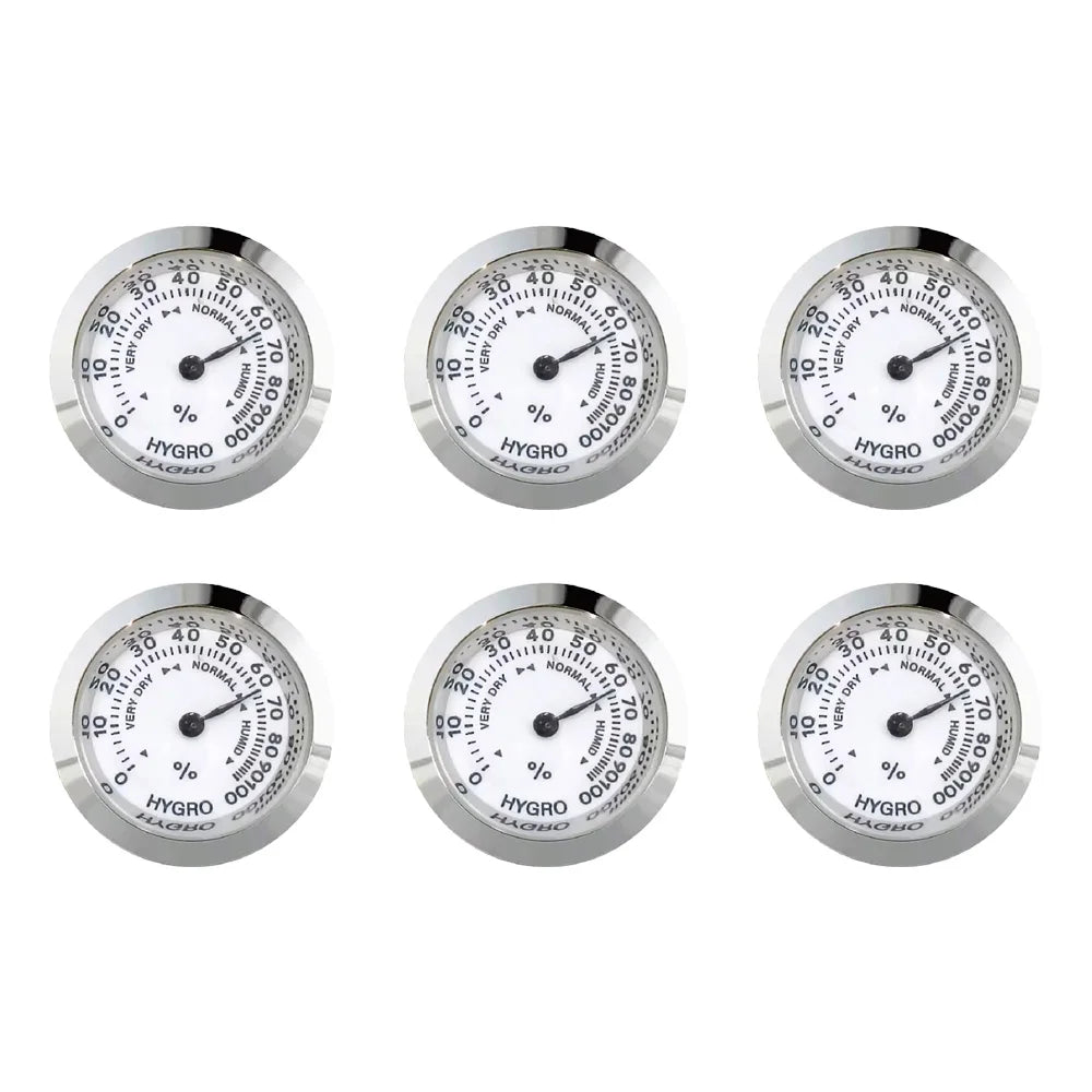 43mm Round Analog Hygrometer for Humidors, Guitar & Wine Box Analog Hygrometer Axl Silver-6pc