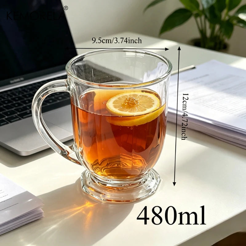 KEMORELA Retro Glass Mug with Handle – 480/700ml Large Cup Glass Mug Axl 480ml 480-780ML