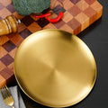 Korean Stainless Steel Round BBQ Plate & Dining Tray BBQ Grill Plate Axl gold 14cm 5.5in