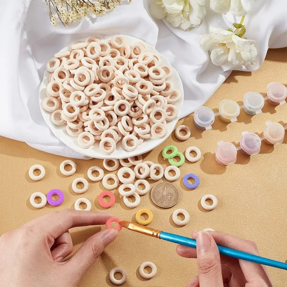 400 Pcs 15mm Unfinished Wooden Linking Rings – DIY Craft Charms DIY Craft Rings Axl