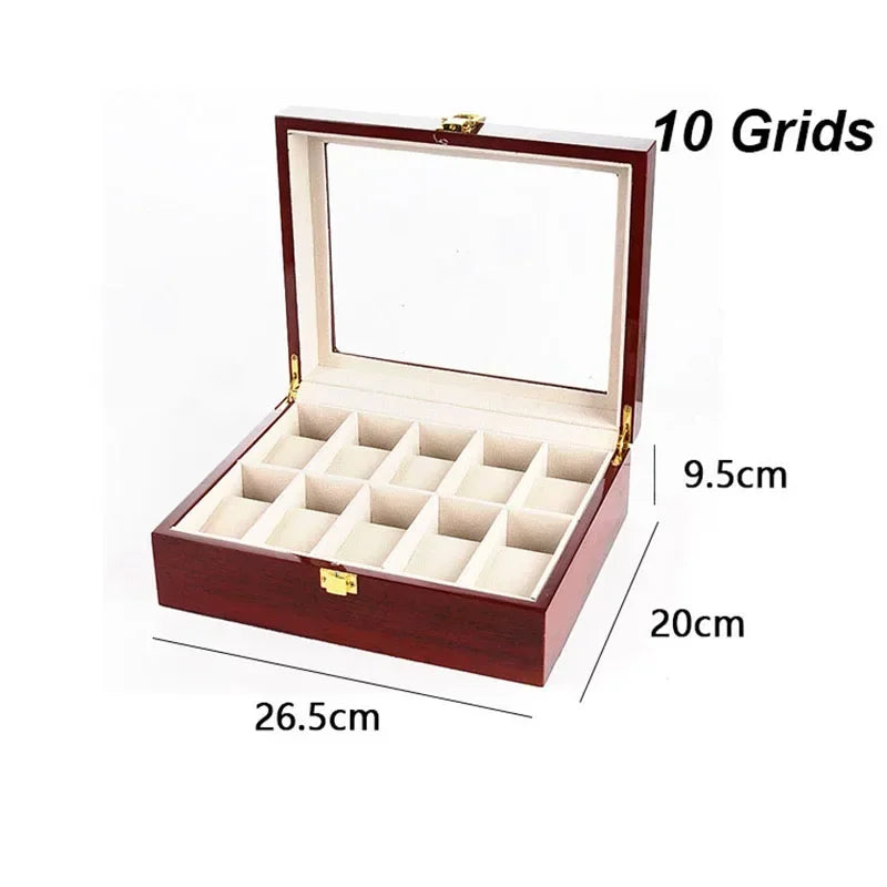Wooden Watch Organizer Box – 2 to 12 Slot Eco-Friendly Case Watch Organizer Box Axl 10 Grids As whown