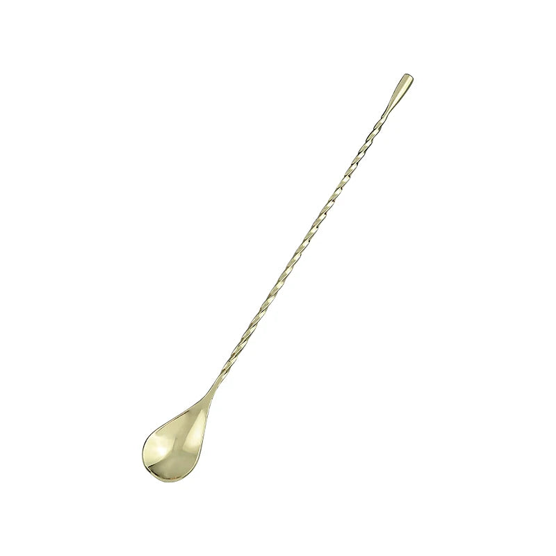 Stainless Steel Cocktail Stirring Spoon – Spiral Teardrop Bar Tool Cocktail Bar Spoon Axl 1PCS Gold