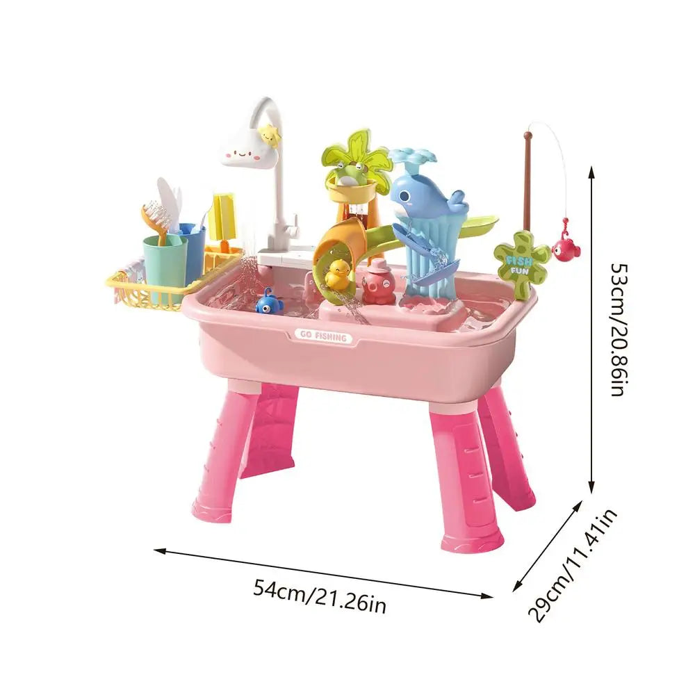 Kids Water Activity Table with Running Water & 43 Accessories Kids Water Play Table Axl Red