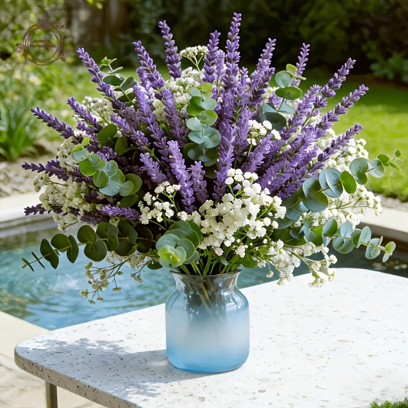 35-Pc Artificial Lavender & Baby's Breath UV-Resistant Floral Set Artificial Floral Set Axl