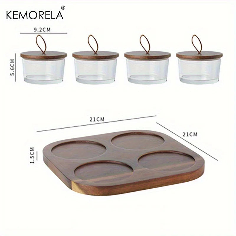 Retro Glass Serving Tray with Lid – 3/4 Grid Compartments | KEMORELA Glass Serving Tray Axl 4 grids