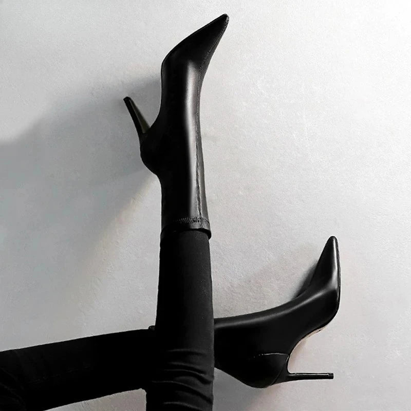 Women's Pointed Toe Ankle Boots – Thin Heel Street Style Women's Ankle Boots Axl