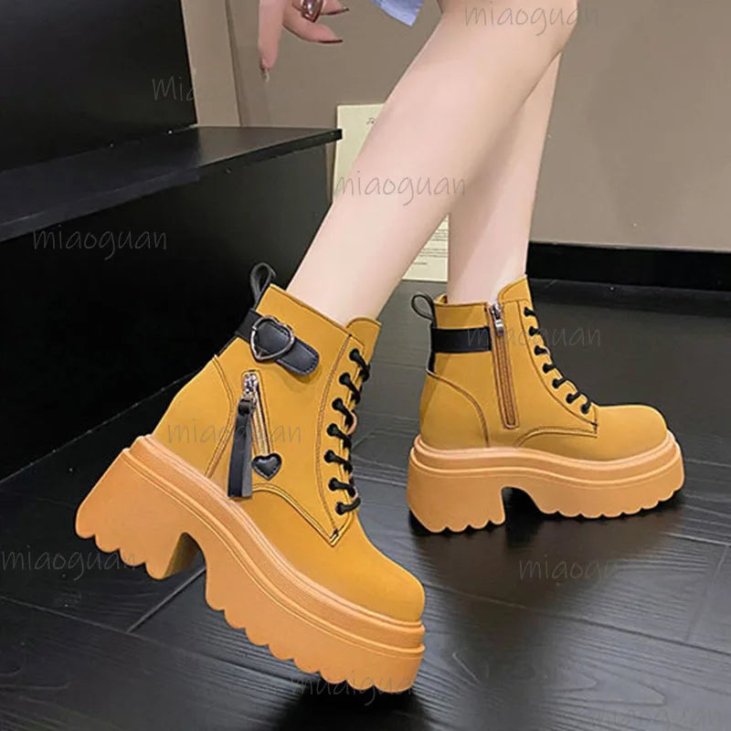 Women's Platform Ankle Boots Chunky Heel Lace-Up | Sizes 5–11 Platform Ankle Boots Axl