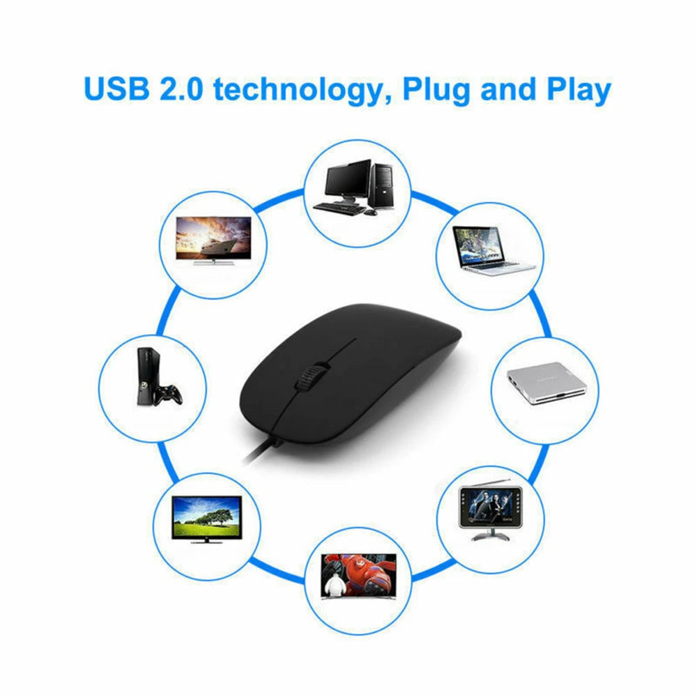 Wired USB Optical Mouse – Scroll Wheel, Ergonomic, PC & Laptop Wired USB Mouse Axl
