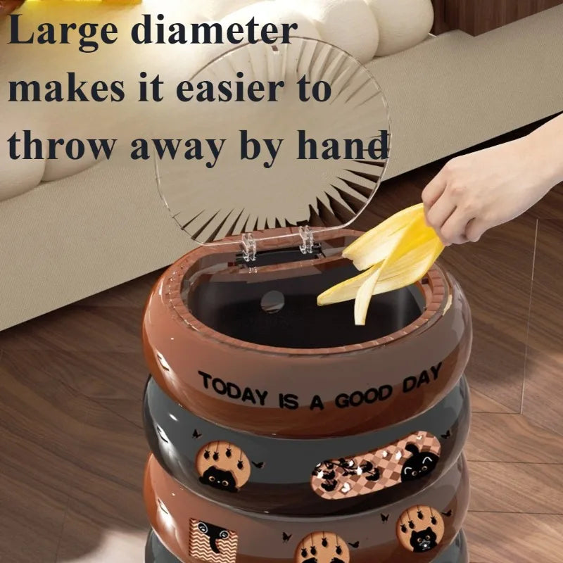 High-Capacity Press-Top Trash Can with Cover | Kitchen & Bathroom Trash Can Axl