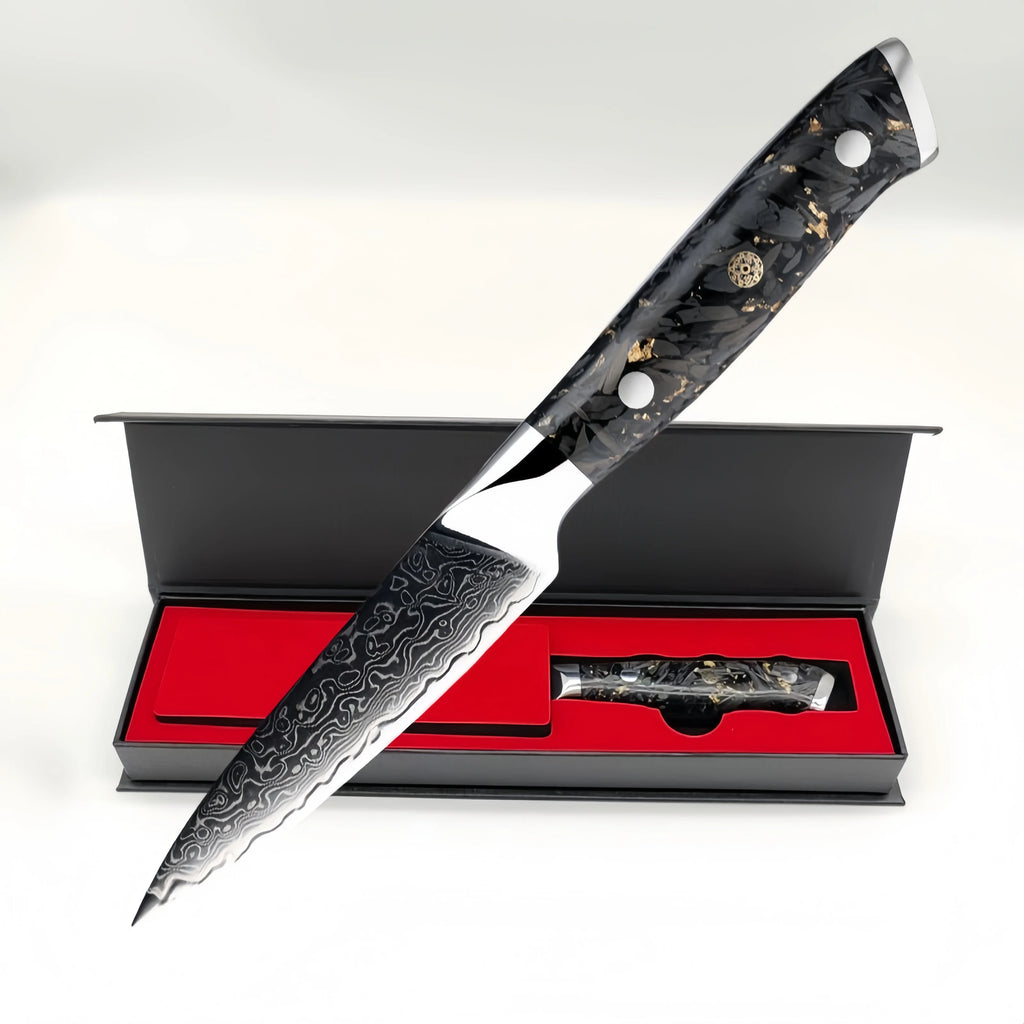 3.5" Damascus Steel Paring Knife – VG10 Core & Carbon Fiber Damascus Paring Knife Axl 3.5 inch fruit knife China Mainland