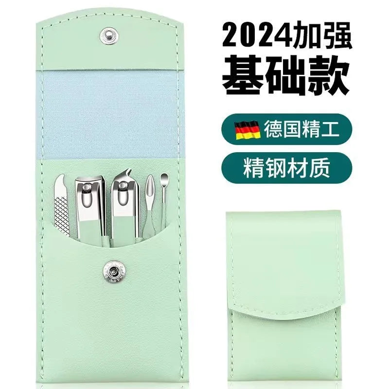 Stainless Steel Nail Clipper & Cuticle Remover Manicure Set Nail Care Set Axl 5-piece green pack
