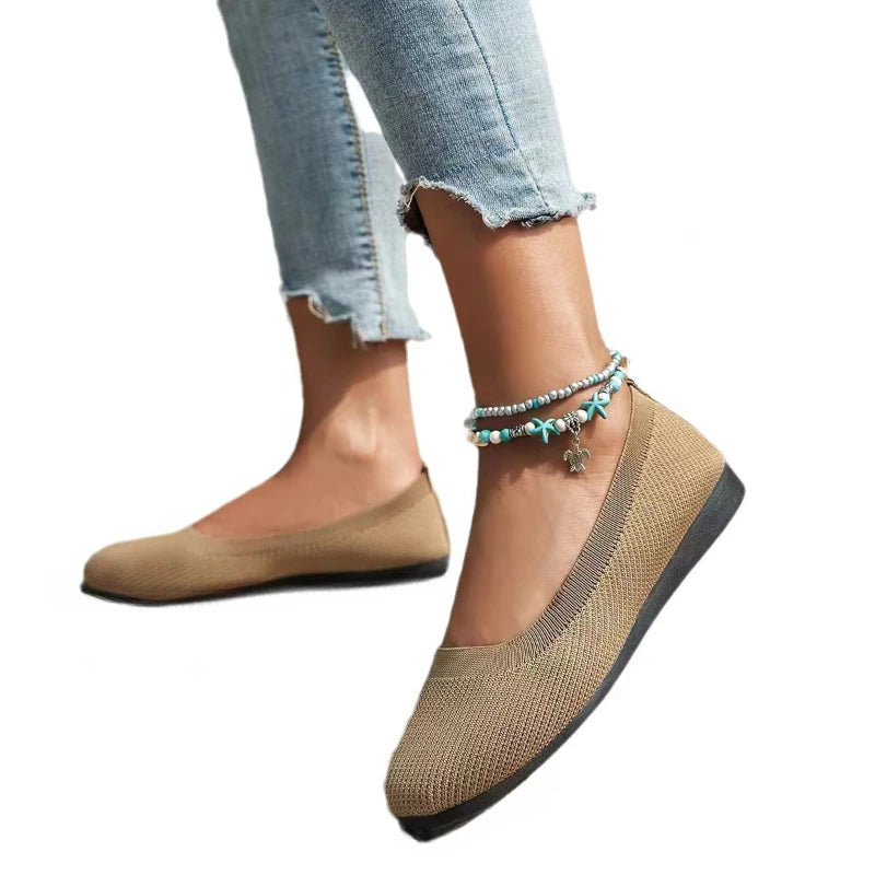 Women's Knit Slip-On Flat Sneakers | Breathable Sock Shoes Women's Flat Sneakers Axl