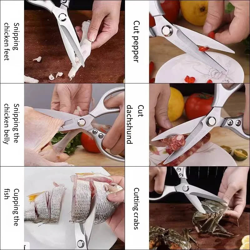 SK5 Stainless Steel Kitchen Scissors – Multifunctional Food Shears Kitchen Scissors Axl