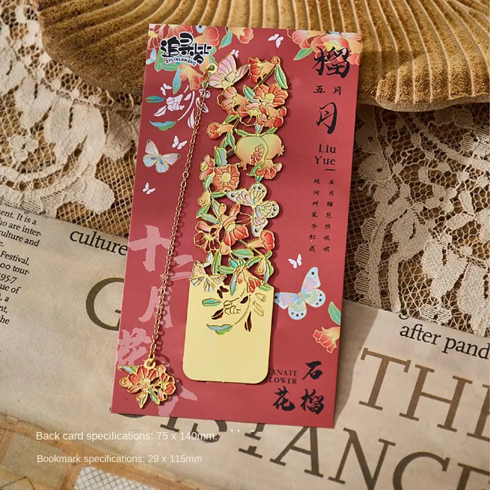 Retro Metal Hollow Flower Bookmark with Tassel | Chinese Style Metal Bookmark Axl Style 5