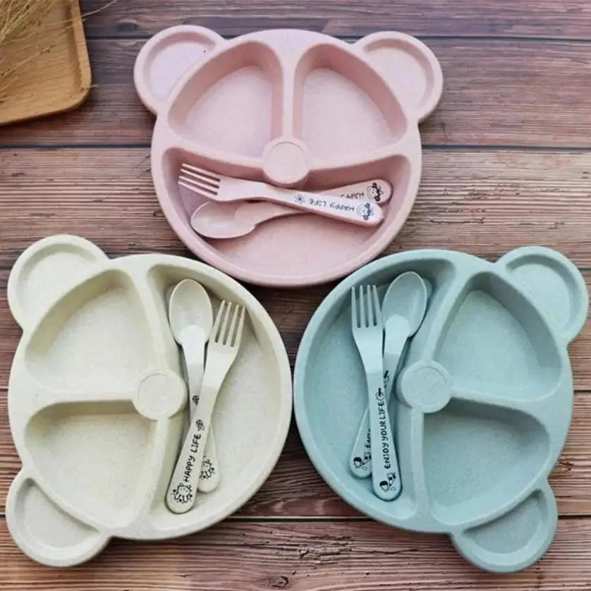 Baby Cartoon Bear Dinnerware Set – Bowl, Spoon & Fork Baby Dinnerware Set Axl