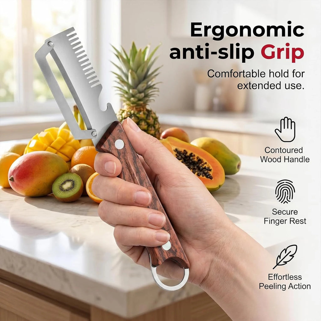 2-Pack Vegetable Peeler – Stainless Steel & Wooden Handle Vegetable Peeler Set Axl